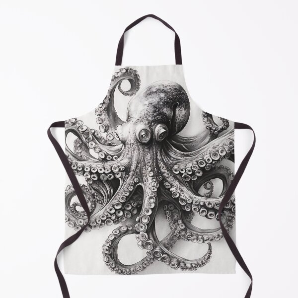 Item preview, Black and white Octopus pencil drawing designed and sold by Pencil-Art.