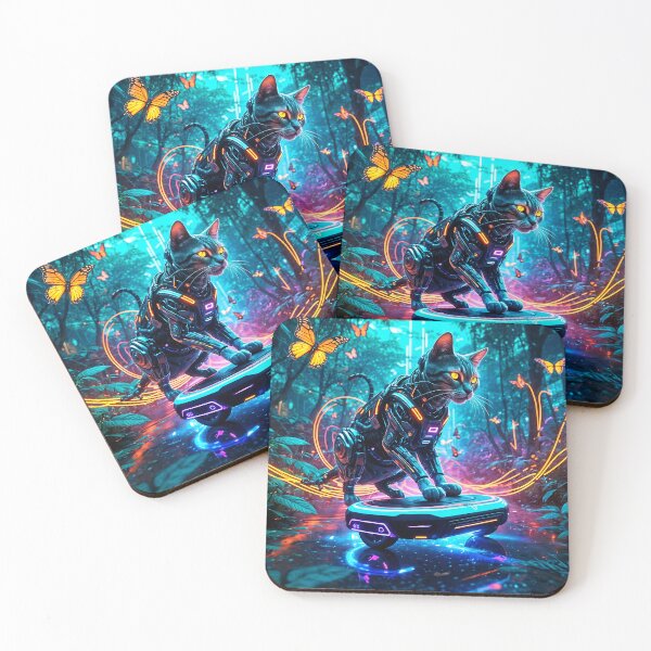 Item preview, Cyborg Cat Races in Neon Jungle designed and sold by koreatvtea.