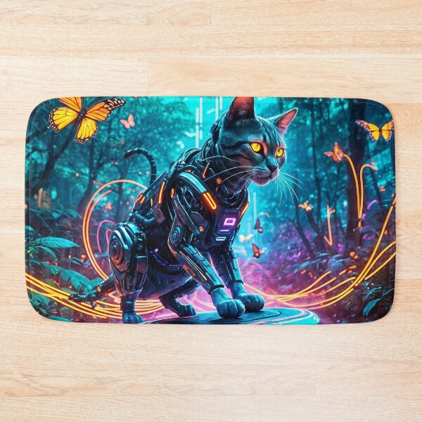 Item preview, Cyborg Cat Races in Neon Jungle designed and sold by koreatvtea.