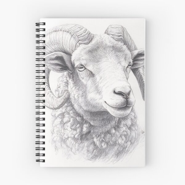Item preview, Black and white ram pencil drawing designed and sold by Pencil-Art.