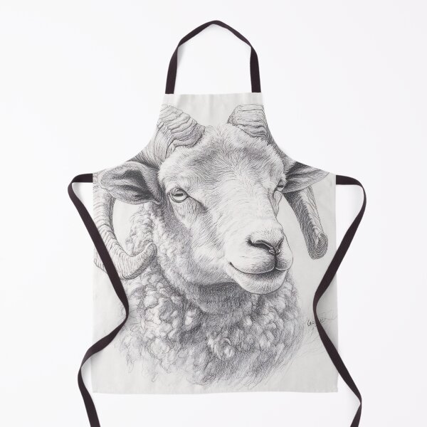 Item preview, Black and white ram pencil drawing designed and sold by Pencil-Art.