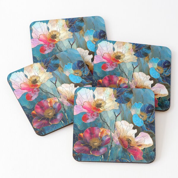 Item preview, Spring Vibe “Stained Glass” design - floral, leaves and colourful designed and sold by Chestnut Falls Studio.