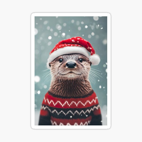 Artikel-Vorschau von Niedlicher Weihnachtsotter, lustiges Retro-Tierfoto, designt und verkauft von CheekyAnimalz.