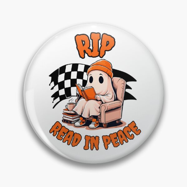 Item preview, RIP Read in Peace, reading ghost designed and sold by inkdrinkingdove.