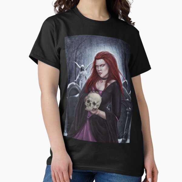 Item preview, A Warning - Vampire Holding Skull in Cemetery designed and sold by Tiffany Toland-Scott.