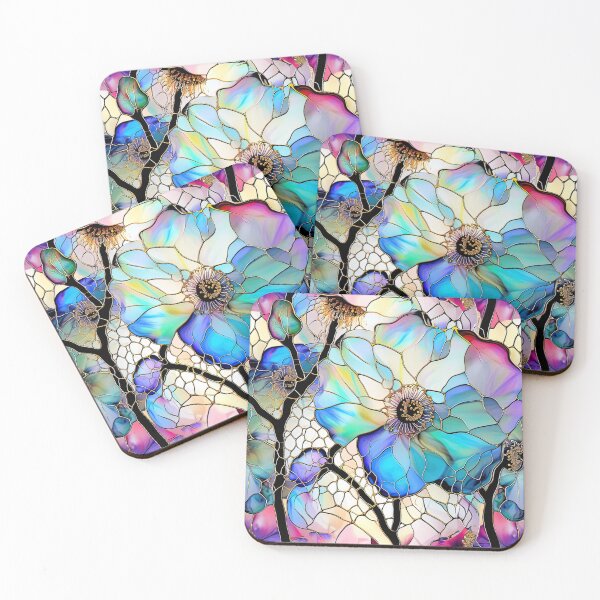Item preview, Spring Vibe “Stained Glass” design - floral, leaves and colourful designed and sold by Chestnut Falls Studio.