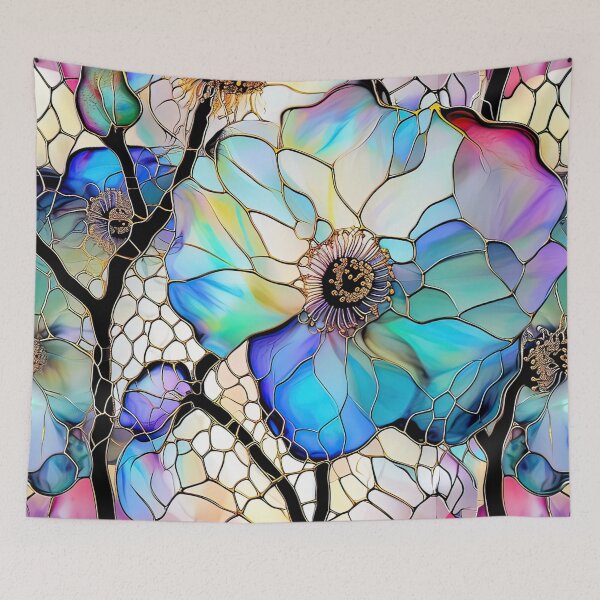 Item preview, Spring Vibe “Stained Glass” design - floral, leaves and colourful designed and sold by Chestnut Falls Studio.