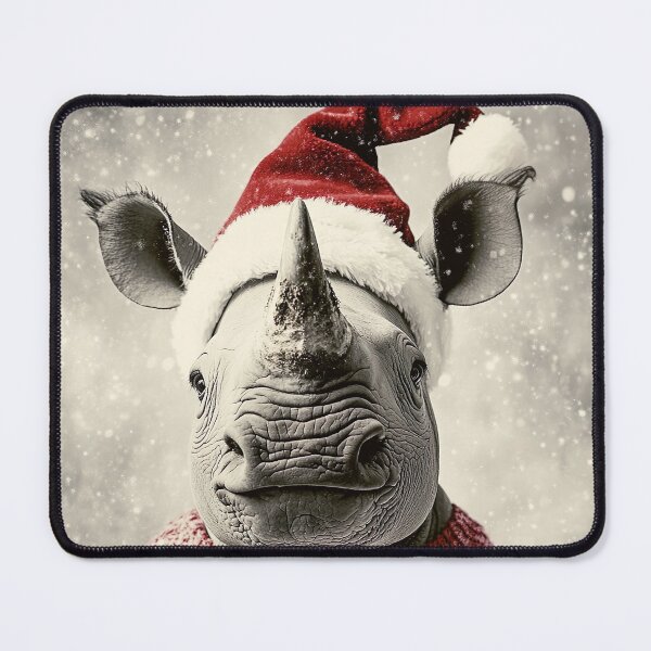 Artikelvorschau, Niedliches Weihnachtsnashorn, lustiges Retro-Tierfoto entworfen und verkauft von CheekyAnimalz.