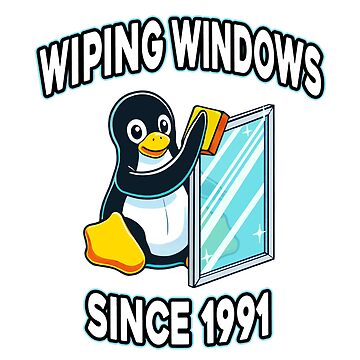 Artwork thumbnail, Tux Wiping Windows - Linux vs Windows Tech Humor Devops Sysadmin Backend Developer by Chengly