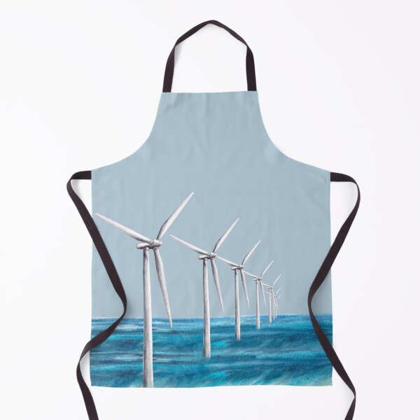 Item preview, Offshore wind farms turbine park on the water, the sea, the ocean. Watercolor windmillseco landscape  designed and sold by BartolArt.