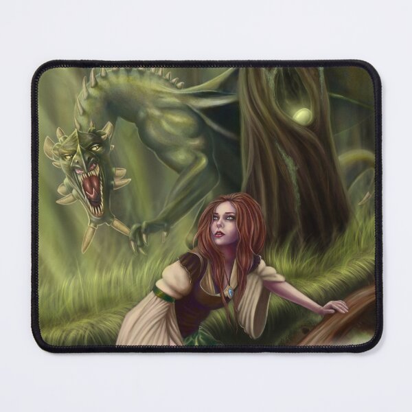 Item preview, Beware the Woods - Dragon and Sword Maiden in Forest designed and sold by Tiffany Toland-Scott.