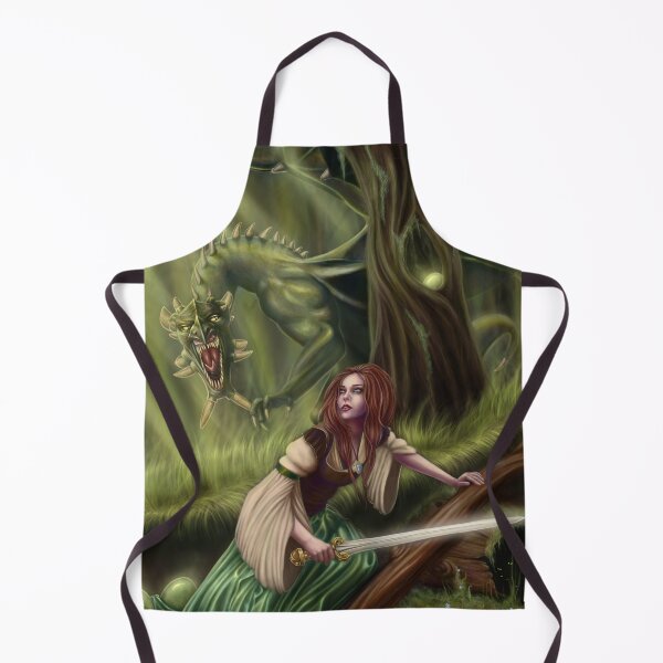Item preview, Beware the Woods - Dragon and Sword Maiden in Forest designed and sold by Tiffany Toland-Scott.