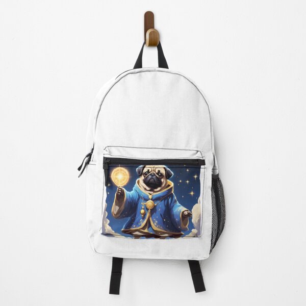 Item preview, Celestial Pug Wizard – Adorable Fantasy Art with Magical Orb designed and sold by CrownedCanvas.