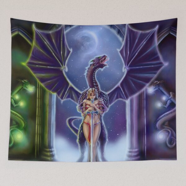 Item preview, Blood Pact - Dragon and Warrior Woman in Castle designed and sold by Tiffany Toland-Scott.