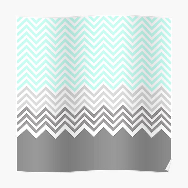 chevron teal grey Poster
