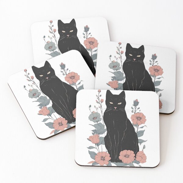Item preview,  Black cat and vibrant flowers with a warm autumn aesthetic. designed and sold by Catophile.