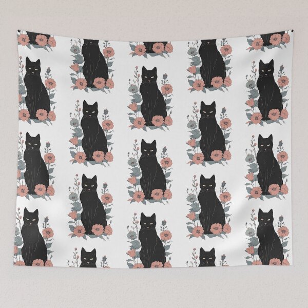 Item preview,  Black cat and vibrant flowers with a warm autumn aesthetic. designed and sold by Catophile.