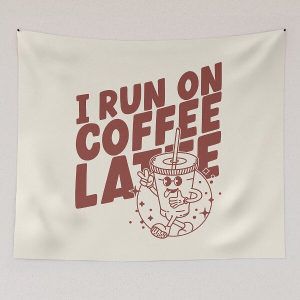 Item preview, I Run On Coffee Latte, cute and funny retro Coffee Latte lovers designed and sold by emmjott.