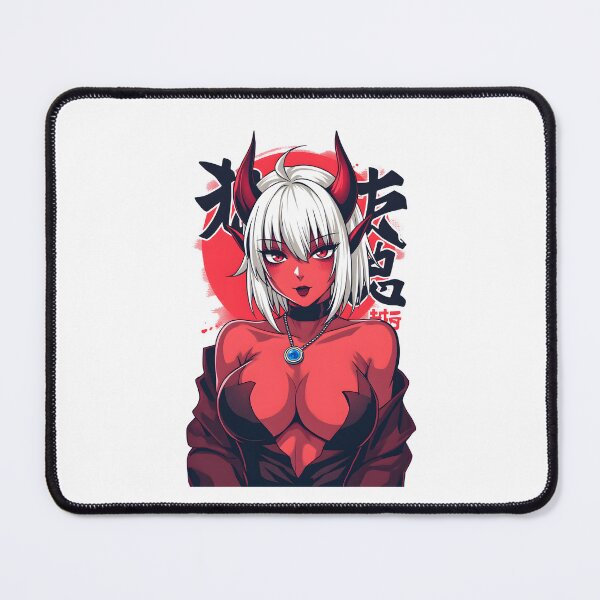 Item preview, Sexy Demon Anime Girl with Horns | Sultry White-Haired Waifu | Japanese Manga Art designed and sold by Anime Shape.