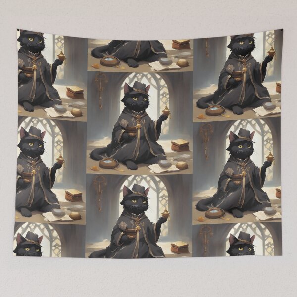 Item preview, Cute Wizard Cat - Magical Feline Scholar designed and sold by CrownedCanvas.