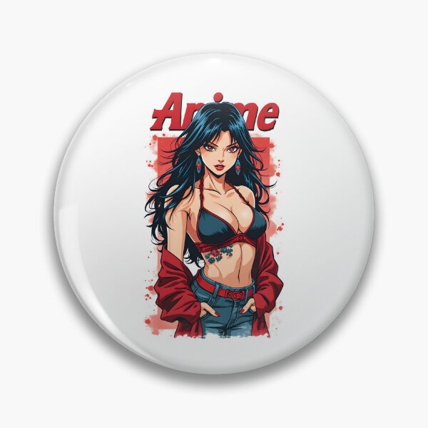 Item preview, Sultry Black-Haired Anime Waifu | Red Lipstick & Sexy Outfit | Japanese Manga Style designed and sold by Anime Shape.