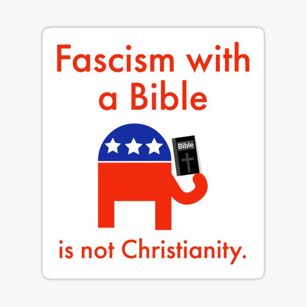 Vista previa del artículo con la obra «El fascismo con una Biblia no es cristianismo», diseñado y vendido por Rachel the Artist .