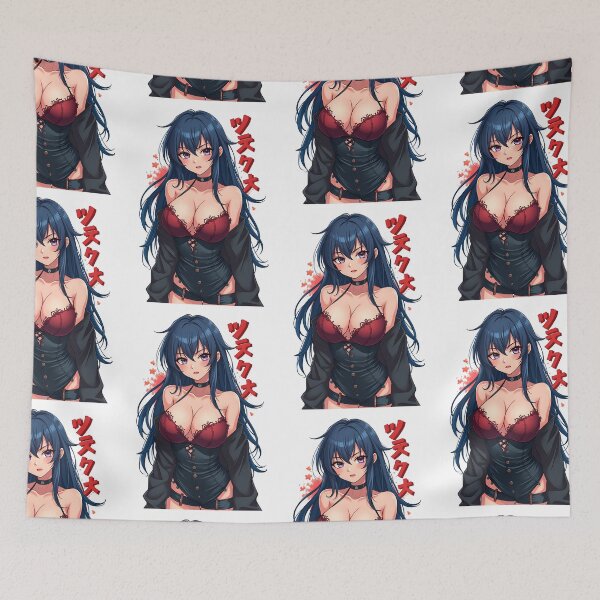 Item preview, Elegant Blue-Haired Anime Waifu | Lace Top & Seductive Gaze | Japanese Manga Art designed and sold by Anime Shape.