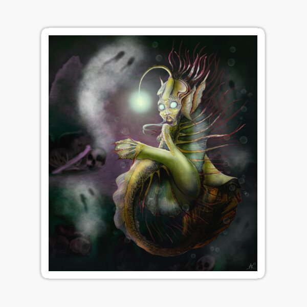 Item preview, Spooky startled deep sea mermaid  designed and sold by SaskiaFranken.