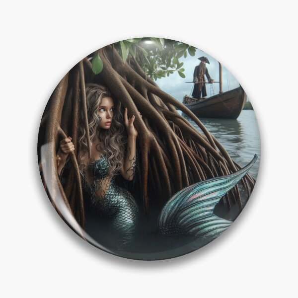 Item preview, Mermaid Hiding from the Pirate designed and sold by piscesmermaid.