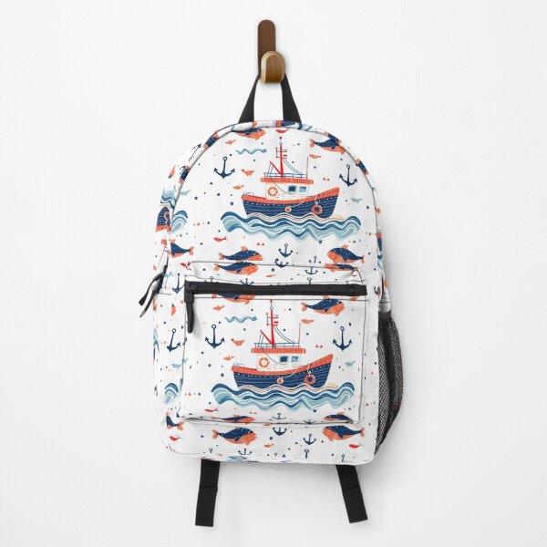 Item preview, Funny Fishing Boat Retro Sea Pattern designed and sold by SecretDicer.