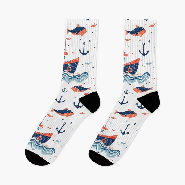 Item preview, Funny Fishing Boat Retro Sea Pattern designed and sold by SecretDicer.