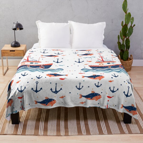 Item preview, Funny Fishing Boat Retro Sea Pattern designed and sold by SecretDicer.