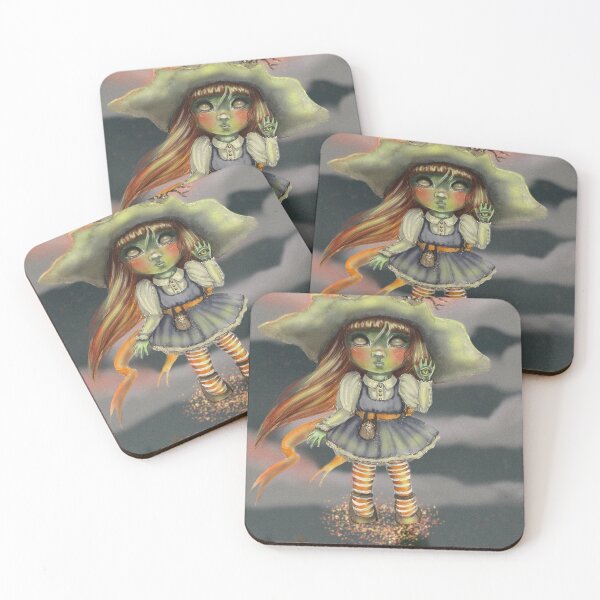 Item preview, Red haired green witch floating above ground designed and sold by SaskiaFranken.