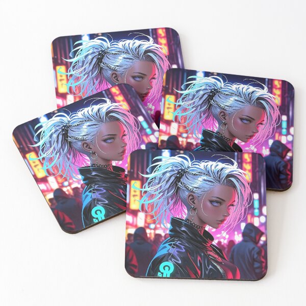 Item preview, Anime Posters Cyberpunk anime girl portrait Canvas Metal Print Poster Art Board designed and sold by RecortShirt.