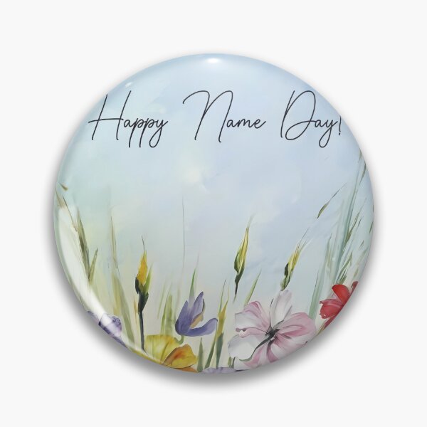Item preview, Happy Name Day message on a floral colorful painting designed and sold by EmeraldeaArt.
