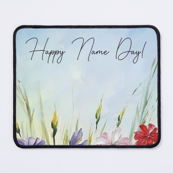 Item preview, Happy Name Day message on a floral colorful painting designed and sold by EmeraldeaArt.