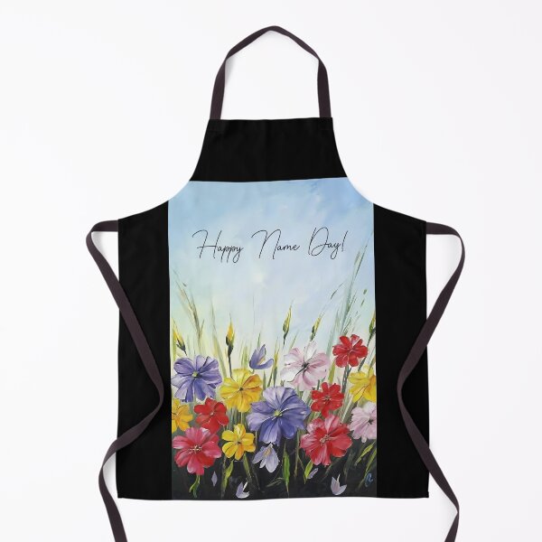Item preview, Happy Name Day message on a floral colorful painting designed and sold by EmeraldeaArt.