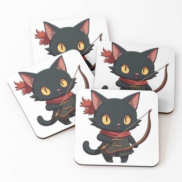 Item preview, Black Cat Archer with Bow and Arrow designed and sold by CrownedCanvas.