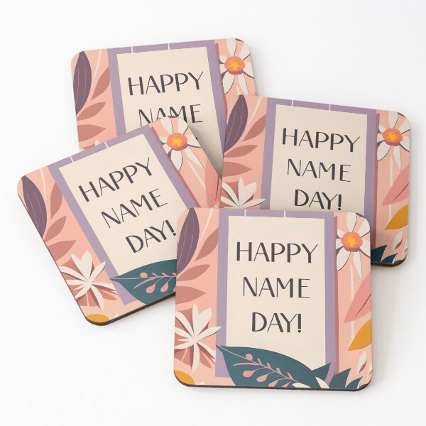 Item preview, Wishing Happy Name Day with minimalist boho floral designed and sold by EmeraldeaArt.