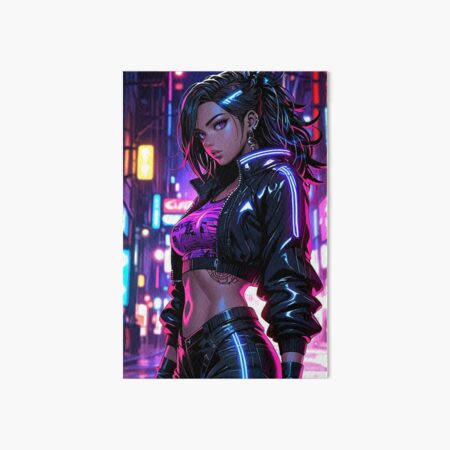 Item preview, Anime Posters Cyberpunk Street Rebel Anime Girl Portrait Canvas Metal Print Poster Art Board designed and sold by RecortShirt.