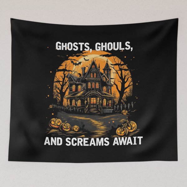Item preview, Ghosts, Ghouls, and Screams Await (with White Lettering) designed and sold by VelvetRoom.