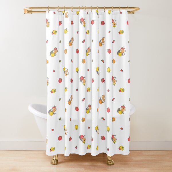 Disover Bell pepper, cherry tomatoes and Guinea pigs pattern  Shower Curtain