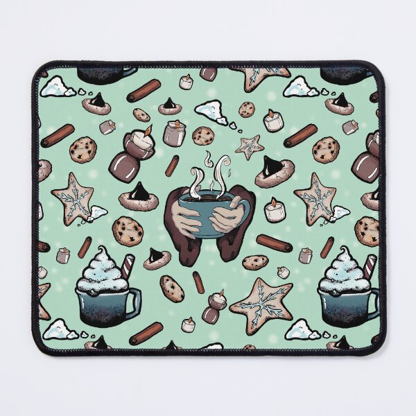 Item preview, Mint Green Winter Cozy Cookies Coffee and Candles Fabric  designed and sold by UB Draws.