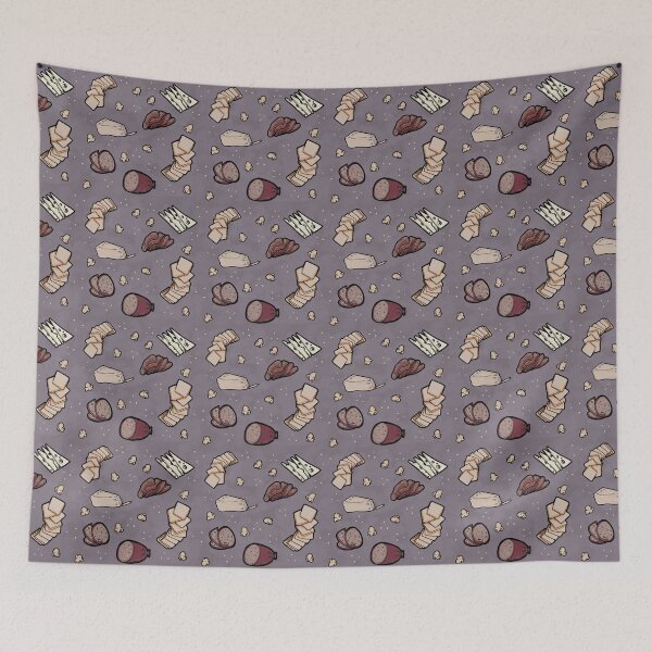 Item preview,   Charcuterie Winter Design Purple Winter Snacks Fabric designed and sold by UB Draws.