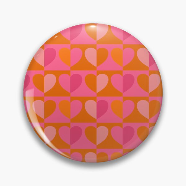 Item preview, Colour confident chequer board heart pattern 1960s inspired design in pink-orange  designed and sold by Inkworthy.