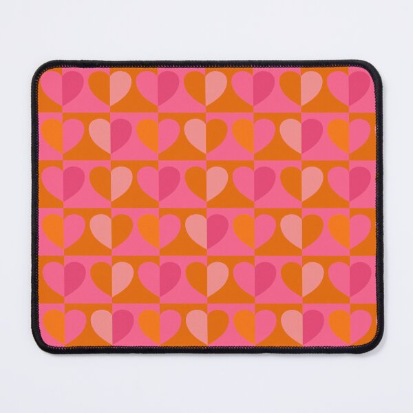 Item preview, Colour confident chequer board heart pattern 1960s inspired design in pink-orange designed and sold by Inkworthy.