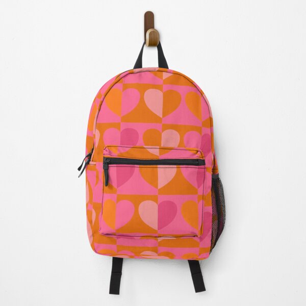 Item preview, Colour confident chequer board heart pattern 1960s inspired design in pink-orange designed and sold by Inkworthy.