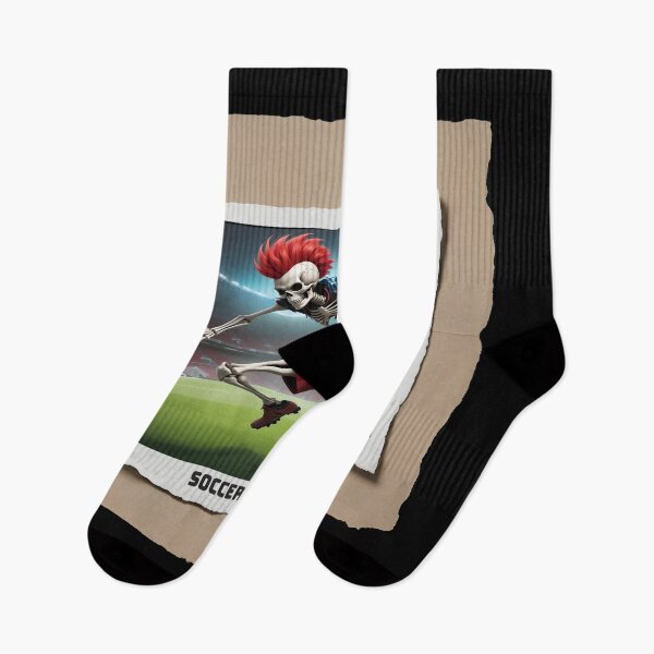 Item preview, Skeleton with Red Mohawk Playing Soccer - Soccer is Life designed and sold by creativaimages.