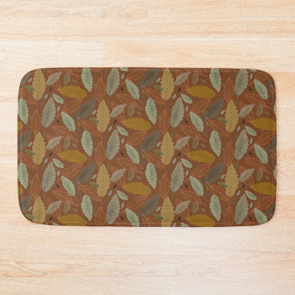 Item preview, Chestnut Leaves With Orange Lines on Medium Brown Halfdrop designed and sold by Art in My Loft.