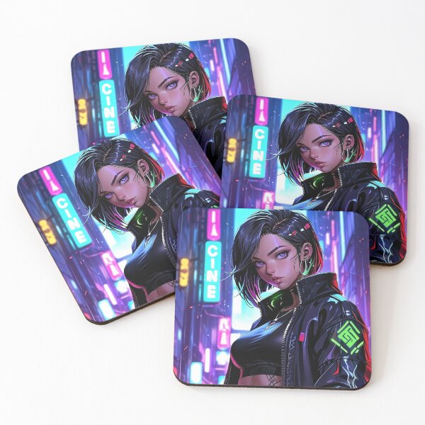 Item preview, Anime Posters Cyberpunk Street Rebel Anime Girl Portrait Canvas Metal Print Poster Art Board designed and sold by RecortShirt.